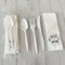 Boardwalk 5.86 in. 6-Piece Mediumweight Plastic Cutlery Fork/Knife/Napkin/Pepper/Salt/Spoon Kit - White (250/Carton)